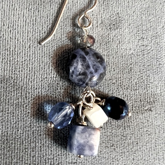 Sterling silver, Sodalite gemstone & Czech bead earrings - Picture 4 of 4
